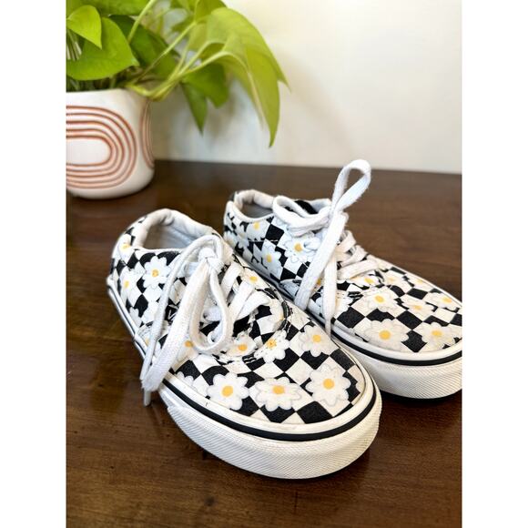 Vans Other - Vans Toddler Floral Checkerboard Sneakers | Daisy Print Lace-Up Shoes